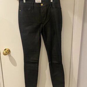 FRAME, Coated Jeans, Le High Skinny, Black ,Size 28